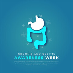 Crohn's and Colitis Awareness Week Paper cut style Vector Design Illustration for Background, Poster, Banner, Advertising, Greeting Card