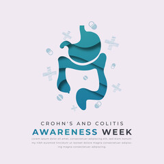 Crohn's and Colitis Awareness Week Paper cut style Vector Design Illustration for Background, Poster, Banner, Advertising, Greeting Card