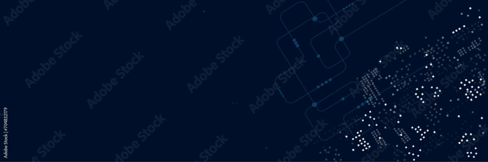 Wall mural blue data matrix simulation digital line and grid technology with futuristic hud screen on blue back