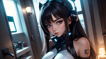 Cyber girls with beautiful Blue eyes