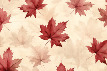 Naklejka na ściany i meble Autumn Maple Leaves Watercolor Background Design Illustration