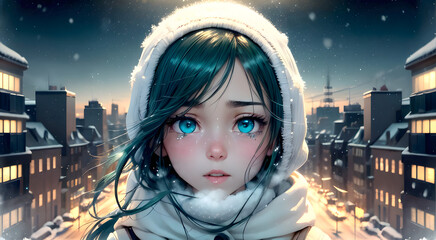 A crying girl with teary eyes