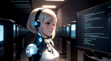 Cyber girls with beautiful Blue eyes