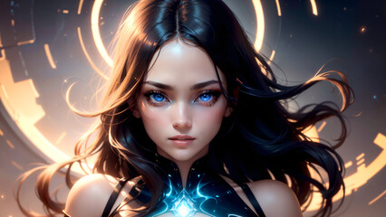 Cyber girls with beautiful Blue eyes