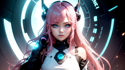 Cyber girls with beautiful Blue eyes