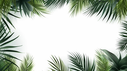 Illustrated of tropical green palm leaves frame with copy space for text or wording design on white background