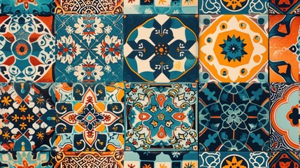  a close up of a wall made up of different colors and shapes of different shapes and sizes of ceramic tiles.