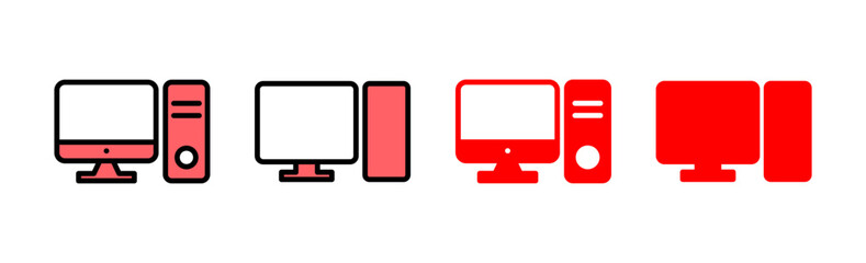 Fototapeta premium Computer icon set illustration. computer monitor sign and symbol