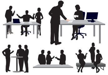 Business people working in office concept illustration vector. 
Collection of business people. Business man and woman. 