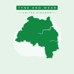 Vector illustration vector of Tyne and Wear map United Kingdom