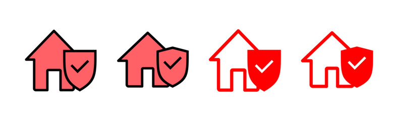 home insurance icon set illustration. home protection sign and symbol