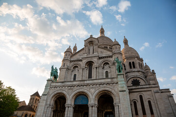 Fototapeta na wymiar Paris, France - May 20, 2023: view on the exterior of the Basilica of the Sacred Heart of Paris Montmartre