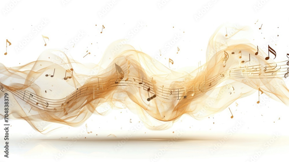 Wall mural composition of music sound with note melody line isolated on white b - Wall murals
