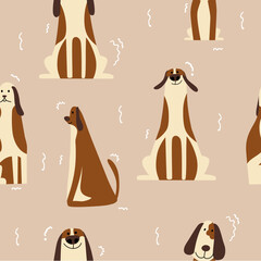 seamless pattern cute dog cartoon vector