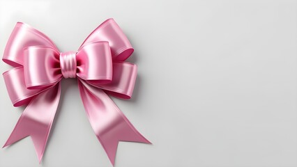 Pink bow on white background. Generative AI