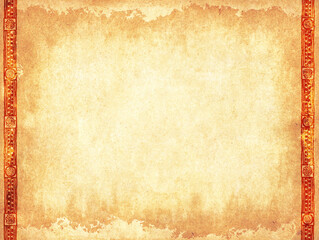 Horizontal or vertical grunge background with border with ethnicity ornament and paper texture of...