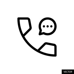 Phone call voice message vector icon in line style design for website, app, UI, isolated on white background. Editable stroke. Vector illustration.