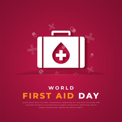 World First Aid Day Paper cut style Vector Design Illustration for Background, Poster, Banner, Advertising, Greeting Card