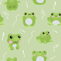 seamless pattern cute frog and frog boy cartoon vector