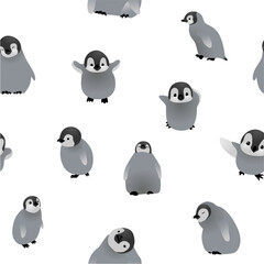 seamless pattern cute penguin cartoon vector