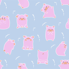 seamless pattern cute pig and piglets cartoon vector