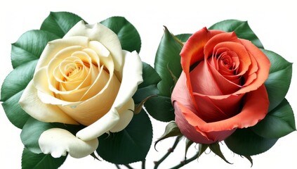 Beautiful roses are popular on the festival of love. on a white background