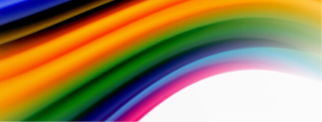 Rainbow color silk blurred wavy line background on white, luxuriously vibrant visually captivating backdrop. Stunning blend of colors reminiscent of rainbow, silky and gracefully blurred wavy pattern