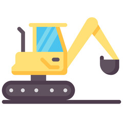 excavator flat vector icon