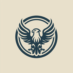 simple logo of an eagle spreading its wings, vintage style