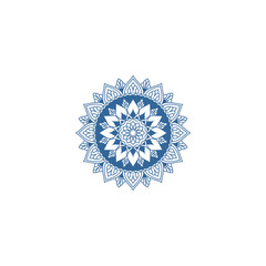set of mandalas in bright blue vector