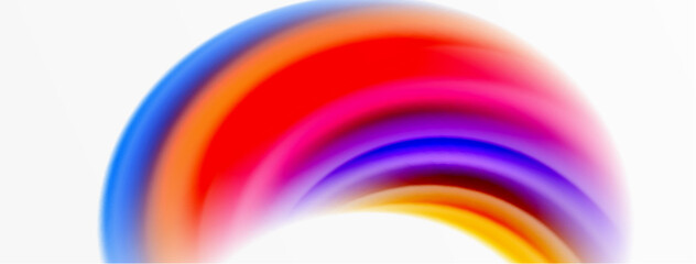 Rainbow color silk blurred wavy line background on white, luxuriously vibrant visually captivating backdrop. Stunning blend of colors reminiscent of rainbow, silky and gracefully blurred wavy pattern