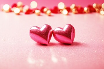 Fototapeta premium Heart model on rose pink glitter Background