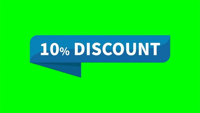 10 Percent Discount Motion Video In Blue Rectangle Ribbon Shape On Green Screen Background For Sale Promotion Business Marketing Social Media Information
