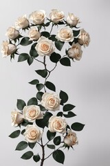 White roses on a white background