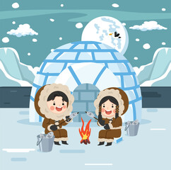 north arctic characters  eskimo  near igloo © focus_bell
