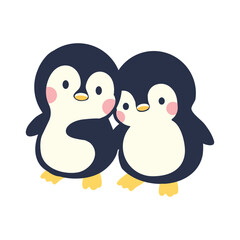 Cute bird penguins in love
