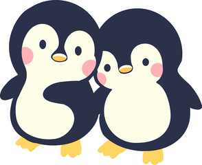 Cute bird penguins in love