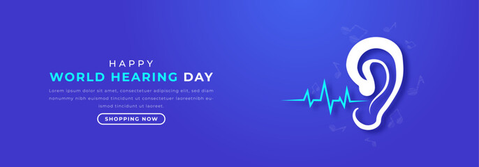 Fototapeta premium World Hearing Day Paper cut style Vector Design Illustration for Background, Poster, Banner, Advertising, Greeting Card