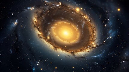 Fototapeta premium A spiraling galaxy with glowing stars and dust.