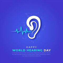 Obraz premium World Hearing Day Paper cut style Vector Design Illustration for Background, Poster, Banner, Advertising, Greeting Card