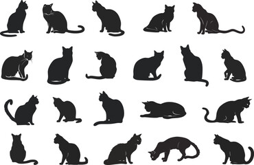 Set of Cats Silhouette Collections