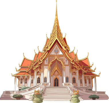 PNG image with beautiful Thai style church,Generative AI illustration