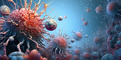 Naklejka na ściany i meble microscopic view of a west nile virus, enveloped rna virus