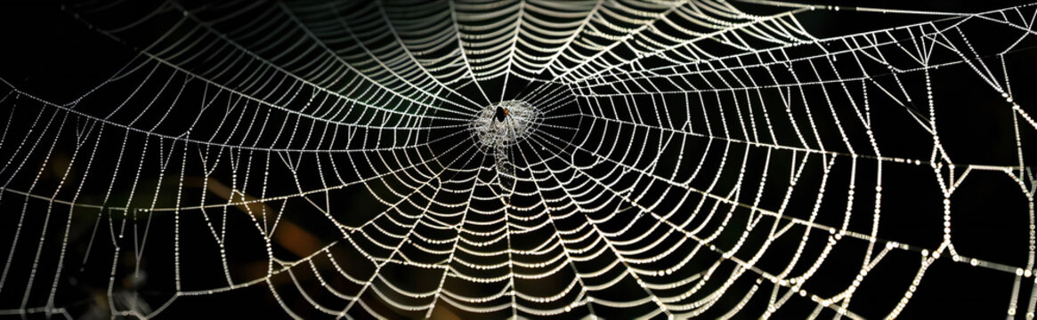 spider webs isolated on black background. Realistic spider web background texture.