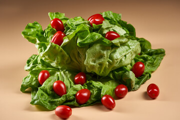 Fresh lettuce with cherry tomatoes