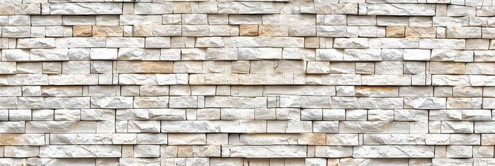 Fototapeta premium beige white stone wall. Cream and white brick wall texture background.