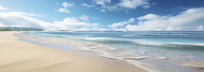 Fototapeta na wymiar Serenity Shoreline: Pristine Beach and Clear Skies 