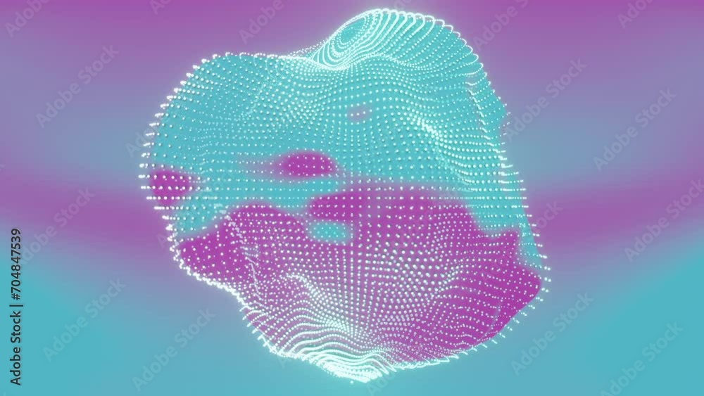 Poster This video showcases a 3D abstract sphere rendered in a stunning holographic style. The sphere, with its holographic texture, appears to shimmer and change colors, creating a dynamic and captivating 