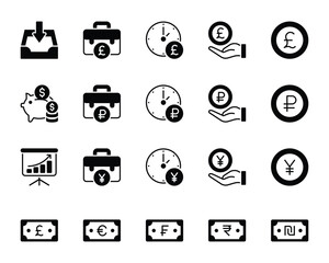 Fototapeta premium Glyph icons set for Banking and Finance.