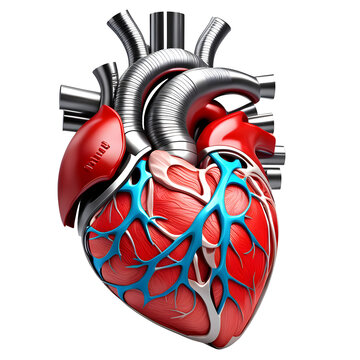 Human heart medical illustration, 3d rendering of human body